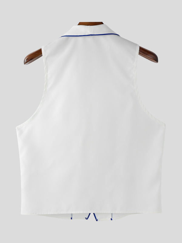 Mens Bold Stripe Contrast Color Casual Waistcoat SKUL19346