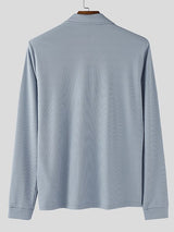 Men's Knitted Texture Lapel Double Zip Long Sleeve Cardigan SKUL35091