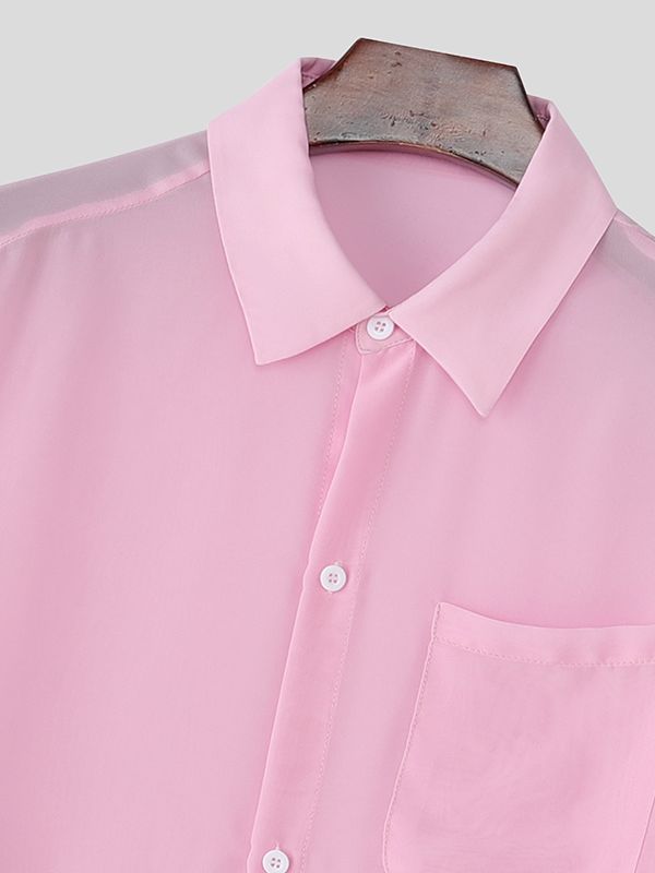 Men's Sheer Mesh Long Sleeve Shirt SKUL34055