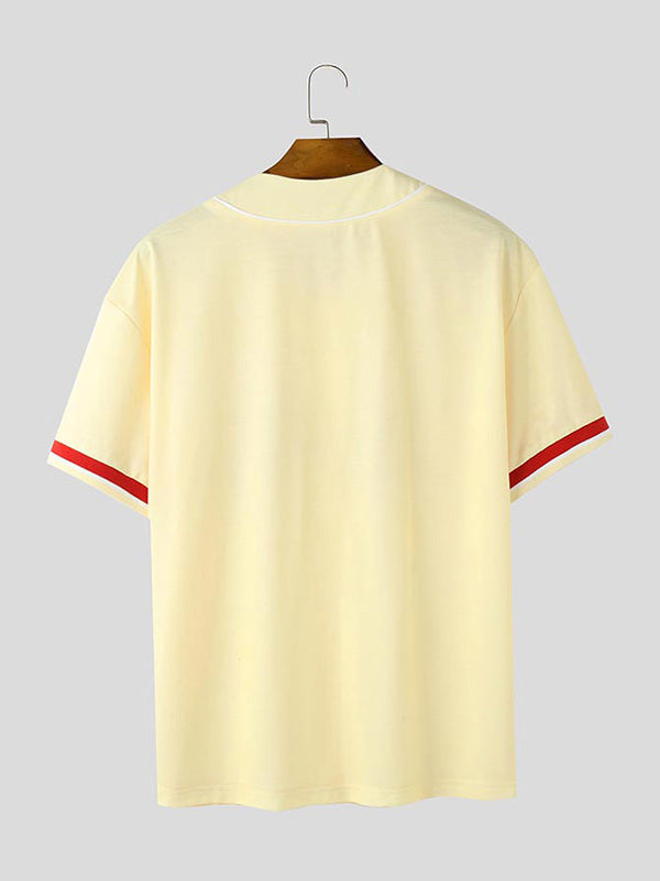 Mens Rugby-Inspired Print Short Sleeve Shirt SKUK89226