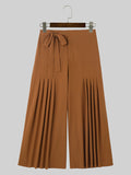 Mens Solid Pleated High Waist Casual Pants SKUK53640