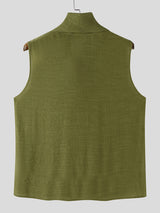 Men's Solid Color Cowl Neck Casual Tank SKUL13697