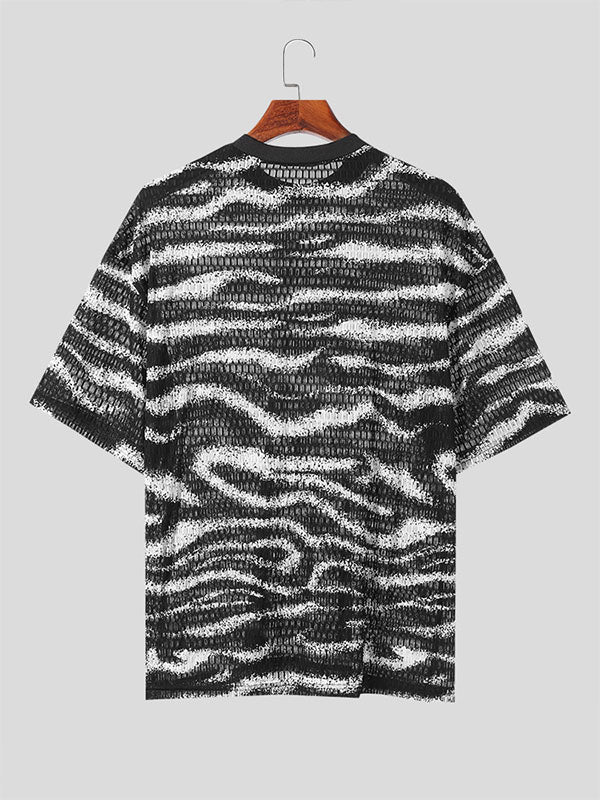 Mens Zebra Print Sheer Short Sleeve T-Shirt SKUK71315