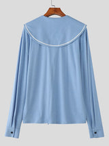 Men's Casual Sailor Collar Long Sleeve T-shirt SKUL46015