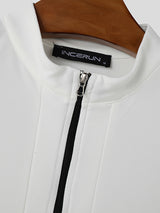 Mens Solid Color Long Hem Zipper Sleeveless Tank SKUL06341