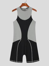 Men's Color Block Slim Fit Sleeveless Bodysuit SKUL14167
