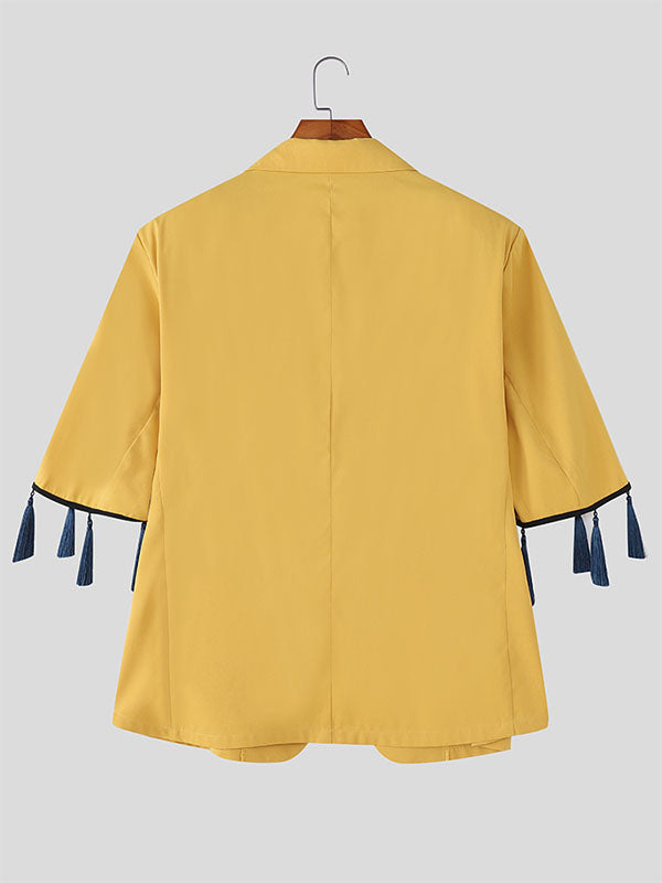 Men's Fringe Patchwork Short Sleeve Blazer SKUL22231