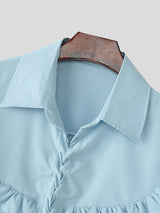 Men's Casual Lace Up Interwoven Short Sleeve Shirt SKUL10752