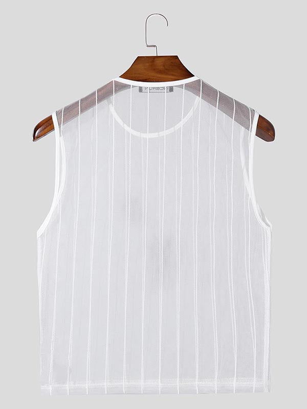 Mens Sheer Mesh Striped Tank SKUK94741