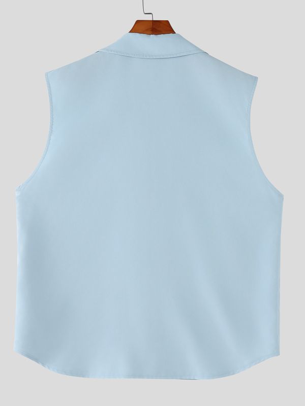 Men's Tie Drawstring Design Sleeveless Shirt SKUL57701