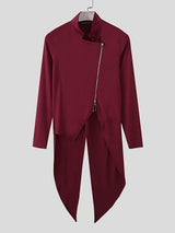 Men's Solid Color Zip Knit Stand Collar Cardigan SKUL47928