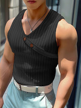 Mens Fashion Knitted Button Design V-Neck Tank SKUK65712