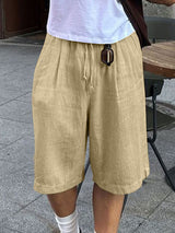 Mens Solid Linen Casual Short SKUL09462