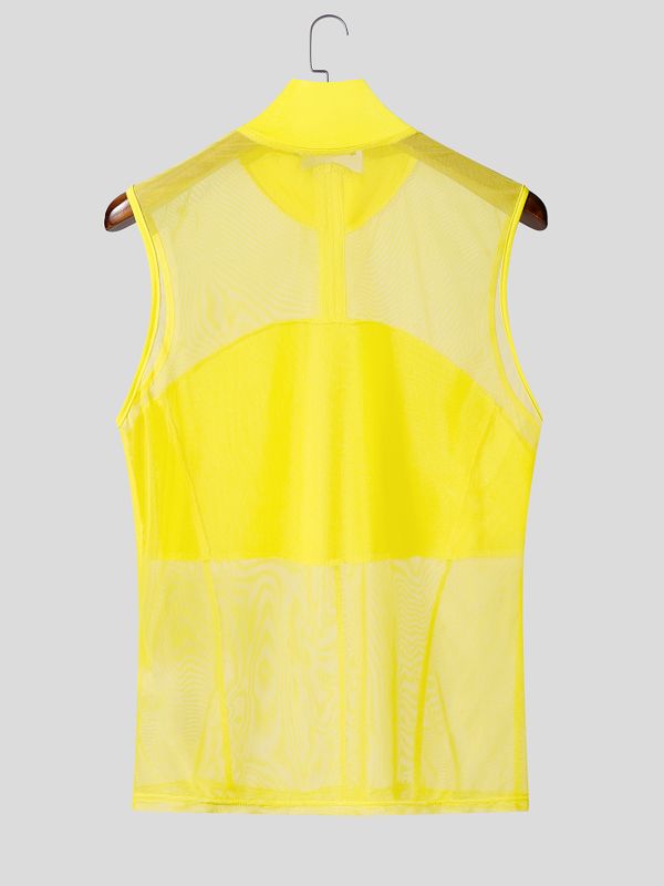 Men's Sheer Mesh Half Zip Tank SKUL63108
