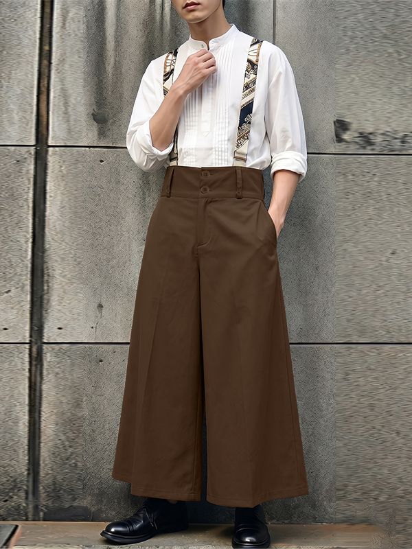 Men's Japanese Workwear High Waist Detachable Suspender Jumpsuit SKUL63182