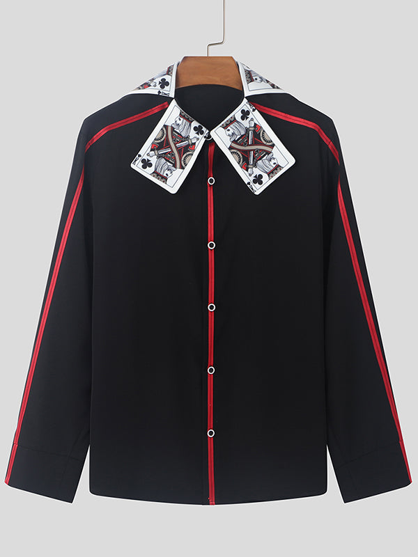 Mens Playing Card Decor Long-Sleeve Shirt SKUK79556