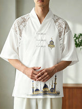 Men's New Chinese Style Lace Patchwork Mosque Graphic Frog Button Cardigan SKUL61201