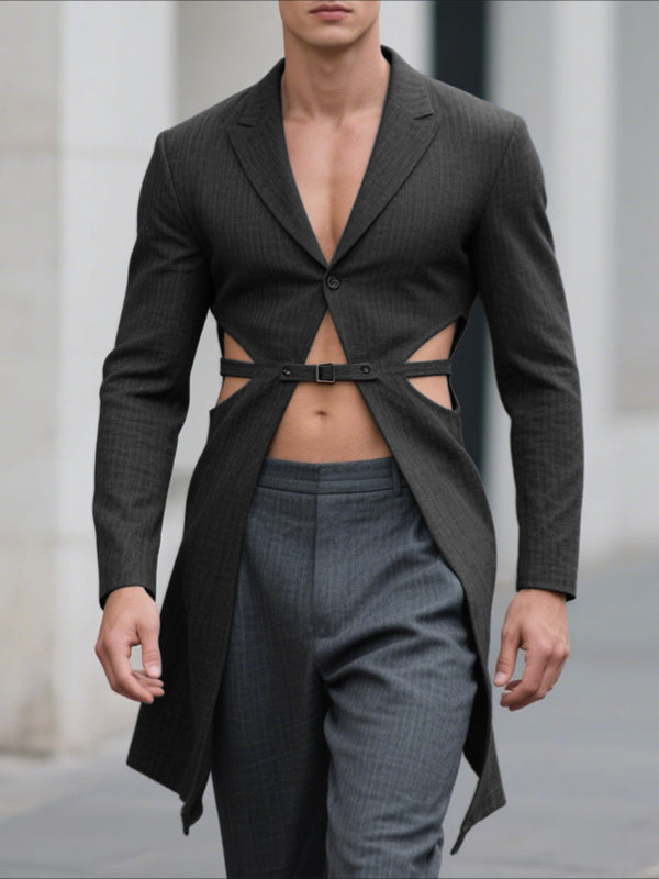 Men's Hollow Cropped Long Sleeve Blazer SKUL30653