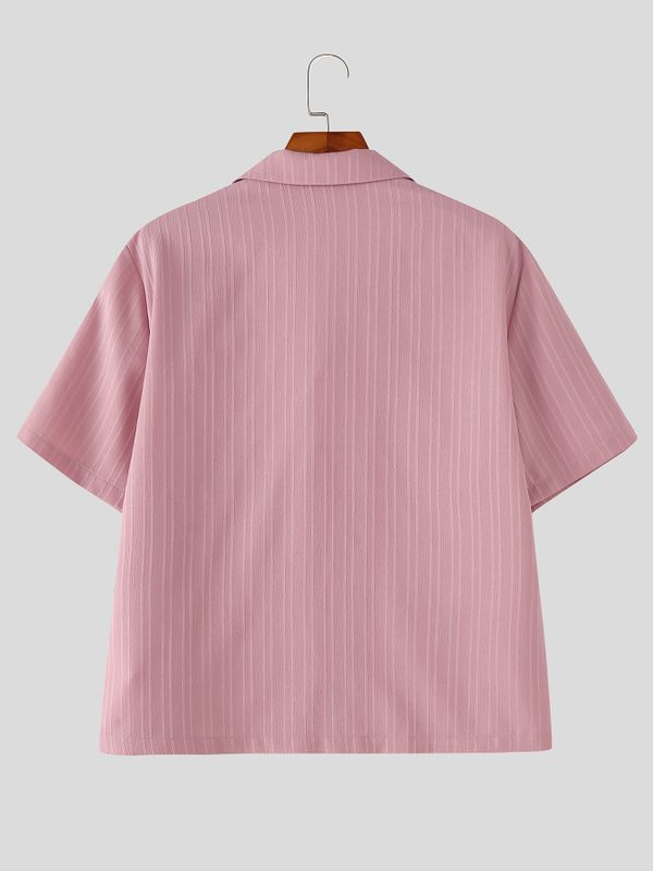 Men's Solid Color Textured Casual Short Sleeve Blazer SKUL54443