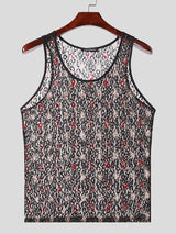 Mens Lace See Through U-Neck Sleeveless Vest SKUK56348