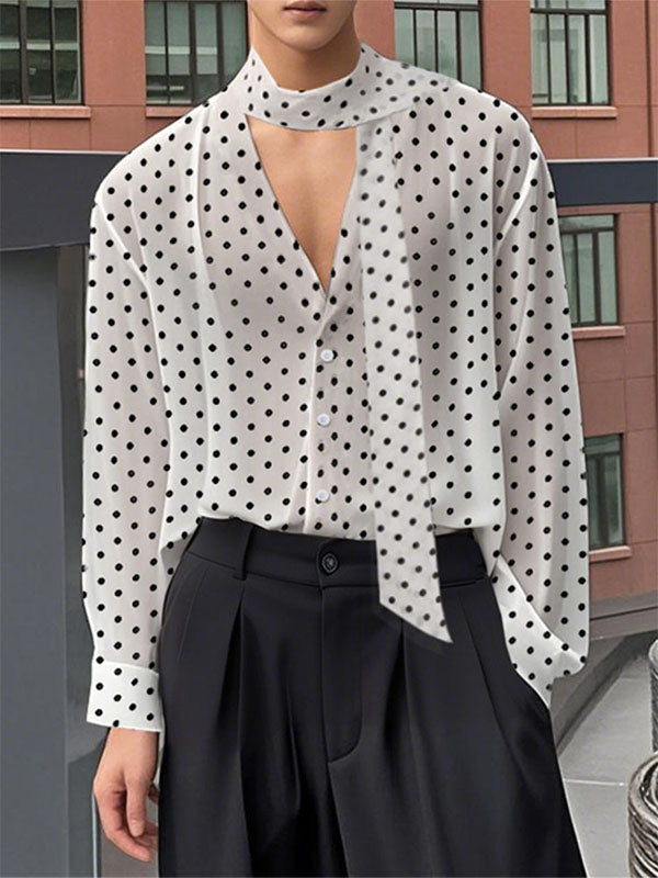 Mens Polka Dot Print Long Sleeve Shirt SKUK99046