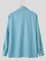 Men's Slogan Print Stripe Long Sleeve Shirt SKUL36405