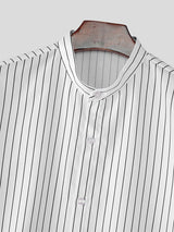 Mens Casual Striped Short Sleeve Shirt SKUL17984