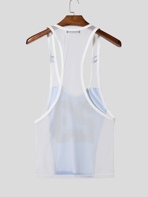 Men's "23" Graphic Deep Scoop Mesh Panel Tank SKUL53030