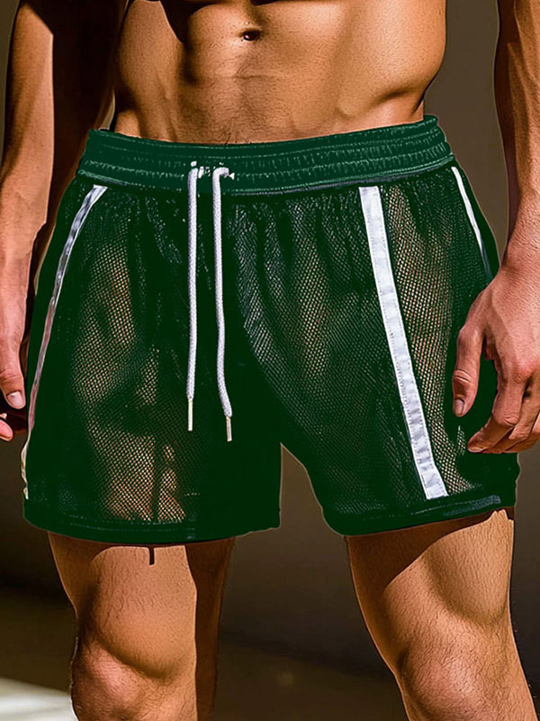 Mens Striped Hollow Out Casual Short SKUL12741