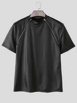 Mens Glitter Zipper Short Sleeve T-Shirt SKUL17041