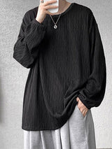 Mens Textured Loose Fit Long Sleeve T-shirt SKUK68180