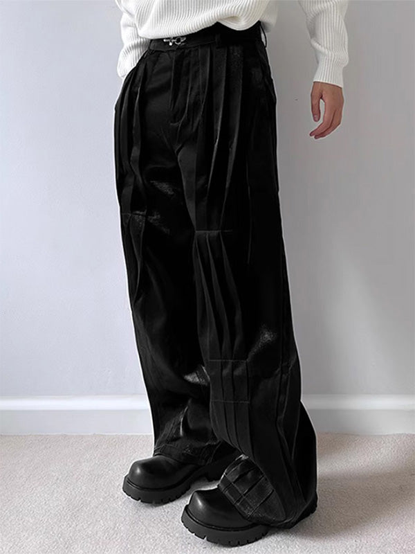 Mens Solid Color Pleated Design Long Pant SKUK61156