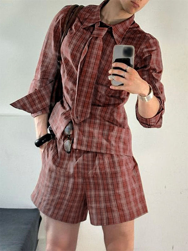 Men's Plaid Casual Two Pieces Outfit SKUL23704