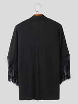 Mens Fringe Patchwork Long Sleeve Cardigan SKUK96653