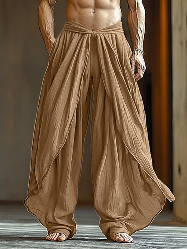 Mens Solid Color Ruched Textured Pant SKUL15169