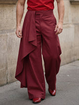 Men's Avant-Garde Deconstructed Draped Side-Panel Wide-Leg Pant SKUL68168