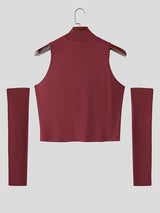 Men's Solid Knit Mock Neck Casual Tank SKUL22780