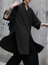 Men's Solid Color Slit Design Half Sleeve Shirt SKUL51072