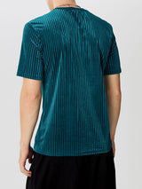 Mens Velvet Striped Round Neck Casual T-shirts SKUI87788