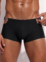 Men's Sexy Avant-Garde Beach Pool Metal O-Ring Hollow Side Low-Rise Swim Trunk SKUL83108