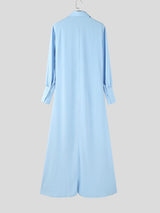 Men's Deconstructed Long Hem Floor Length Long Sleeve Shirt SKUL37703