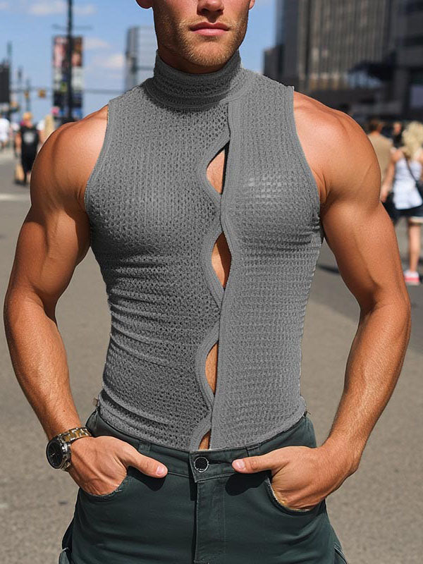 Mens Waffle Texture Cut-Out Tank SKUL05986