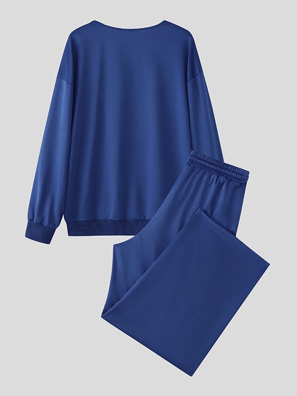 Men's Simple Solid Color Casual Two Pieces Outfit SKUL50057