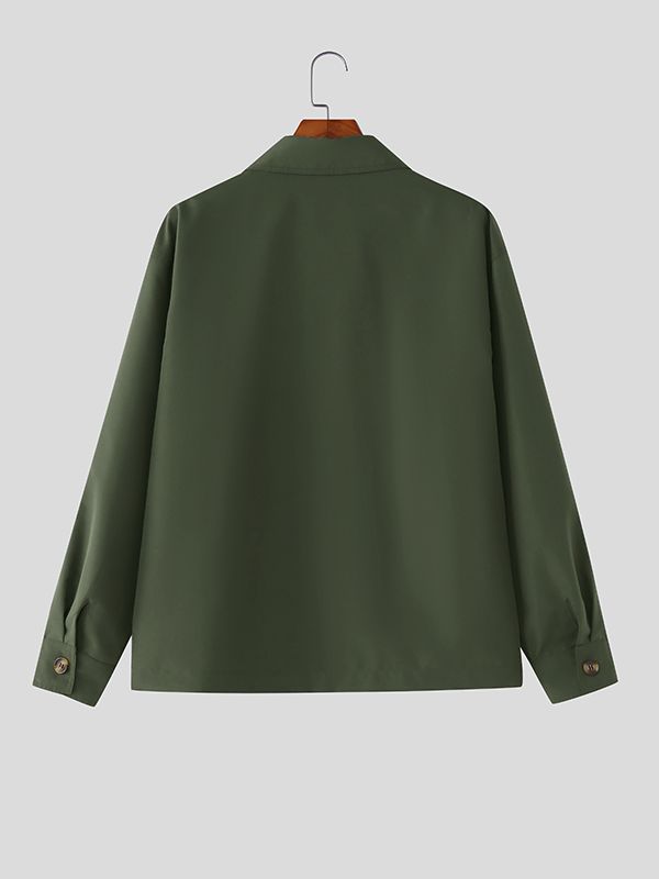 Men's Solid Color Loose Long Sleeve Jacket SKUL42406