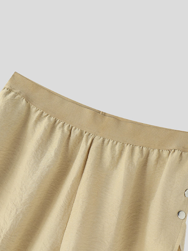 Mens Solid Color Side Slit Lightweight Short SKUL12474