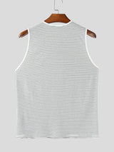 Mens Bow Detail Patchwork Striped Casual Tank SKUL20616