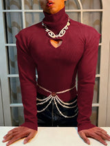 Men's Heart Cut Out Long Sleeve T-shirt SKUL45048