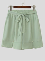 Men's Solid Color Bow Split Casual Short SKUL51763