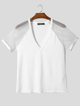 Mens Sheer Mesh V-Neck Short Sleeve T-Shirt SKUL18909