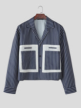 Men's Striped Colorblock Long Sleeve Shirt SKUL28331